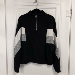 VS PINK Zip Pullover Top Soft Brushed Cotton Womens Size Large Colorblock